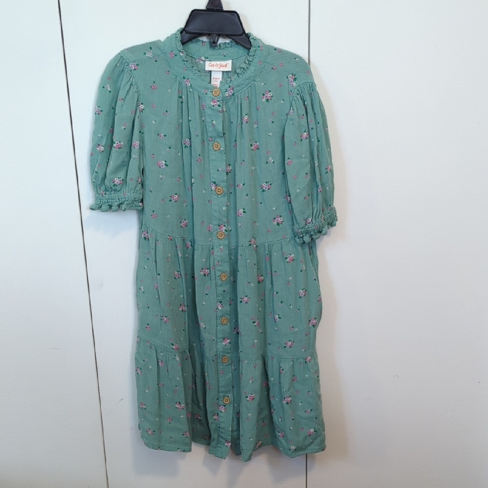 Green Floral Button-Up Dress